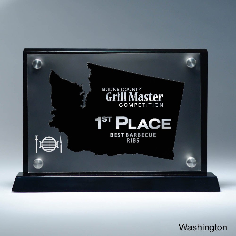 Frosted Acrylic Cutout on Risers Award - Washington — 8 1/2" x 8 3/4" Cutout Shape: Washington
