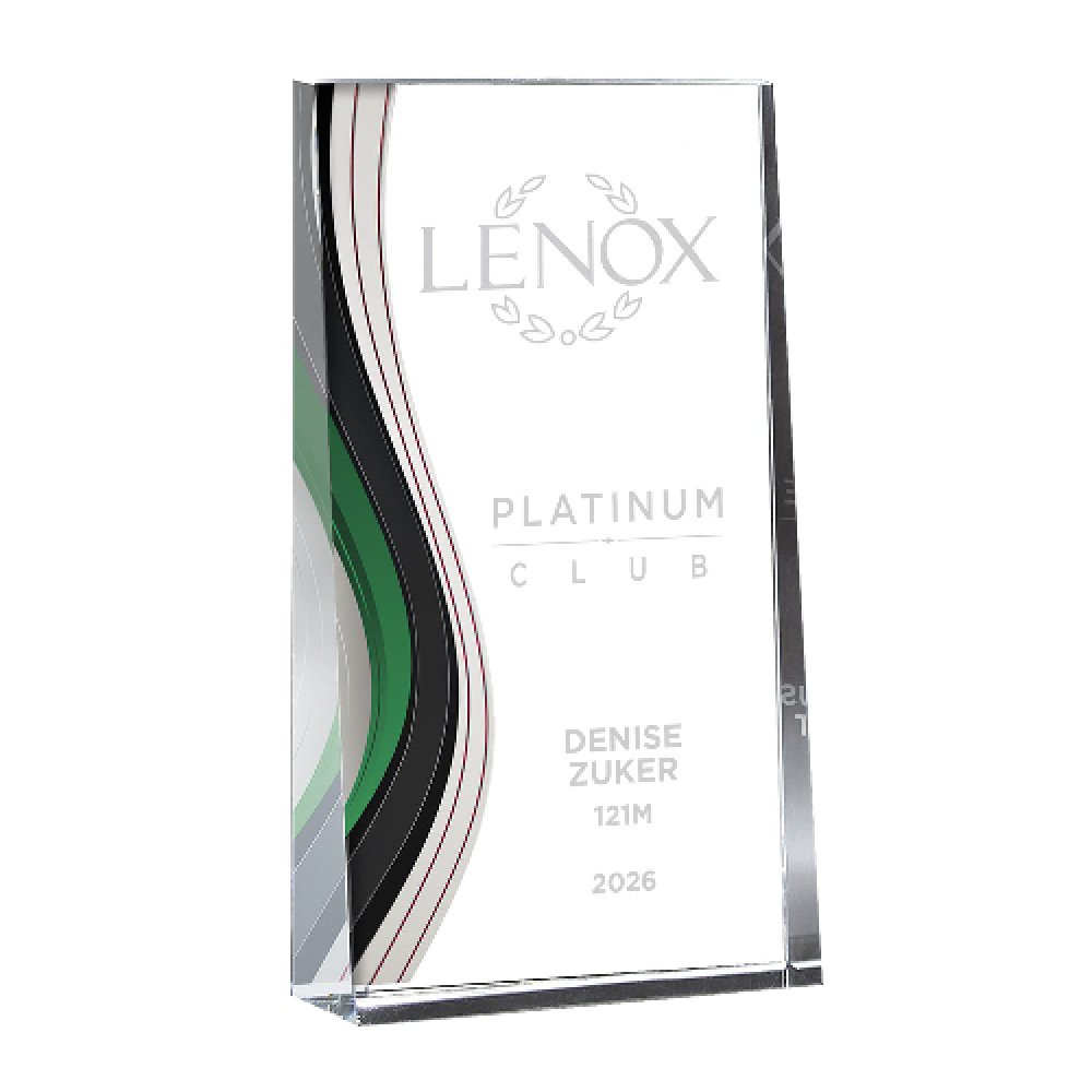 Optic Crystal Wedge with Colorful Wave Design - Green — 3" x 5" x 1" Color: Green