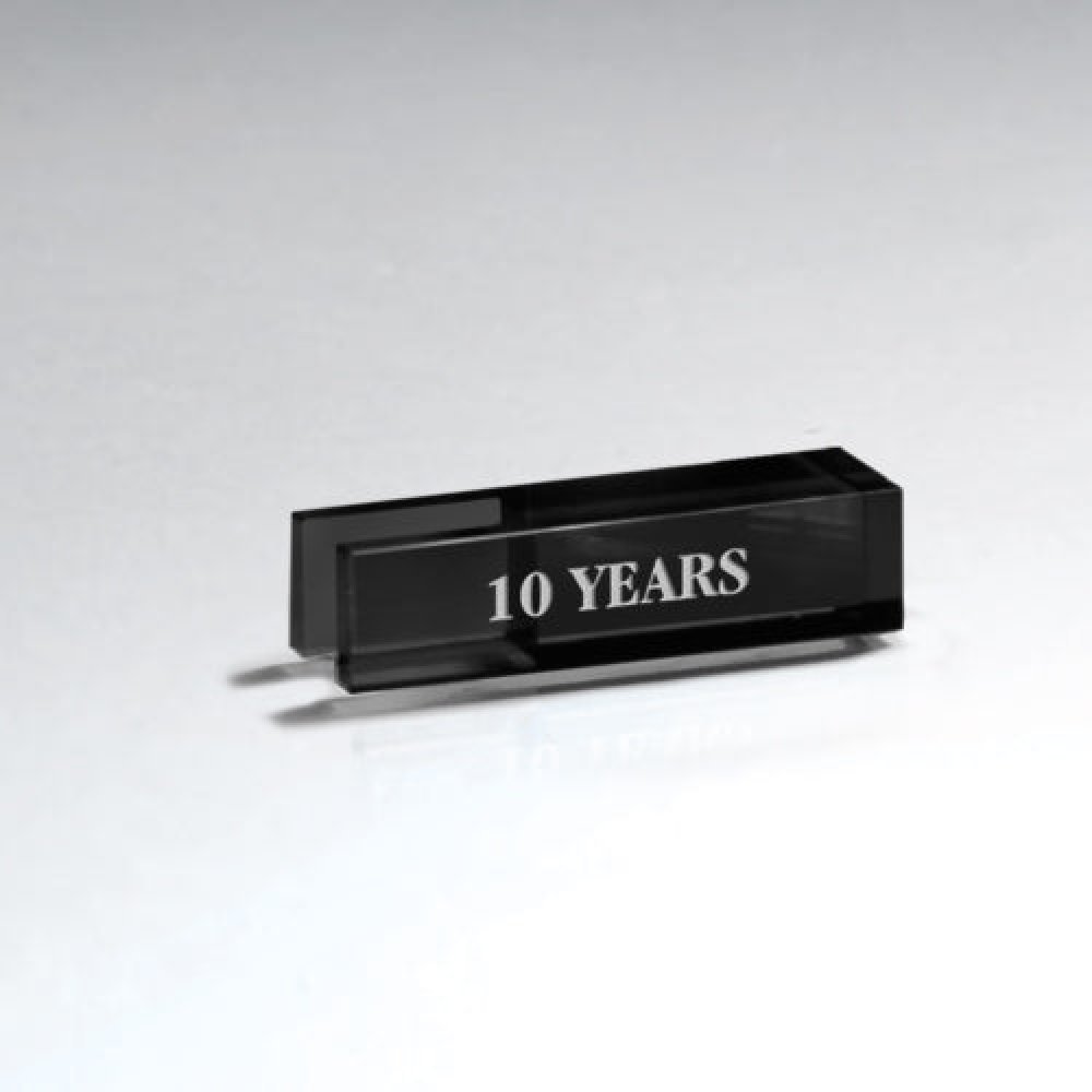 Black Glass U-Shaped Opening Bar (Silver Color Fill Shown in Photo) — 3" x .75" Sold only as shown.
