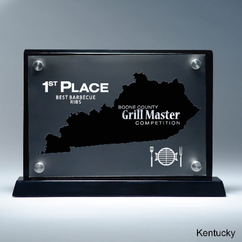 Frosted Acrylic Cutout on Risers Award - Kentucky — 8 1/2" x 8 3/4" Cutout Shape: Kentucky