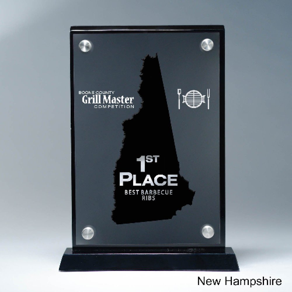Frosted Acrylic Cutout on Risers Award - New Hampshire — 8 1/2" x 8 3/4" Cutout Shape: New Hampshire