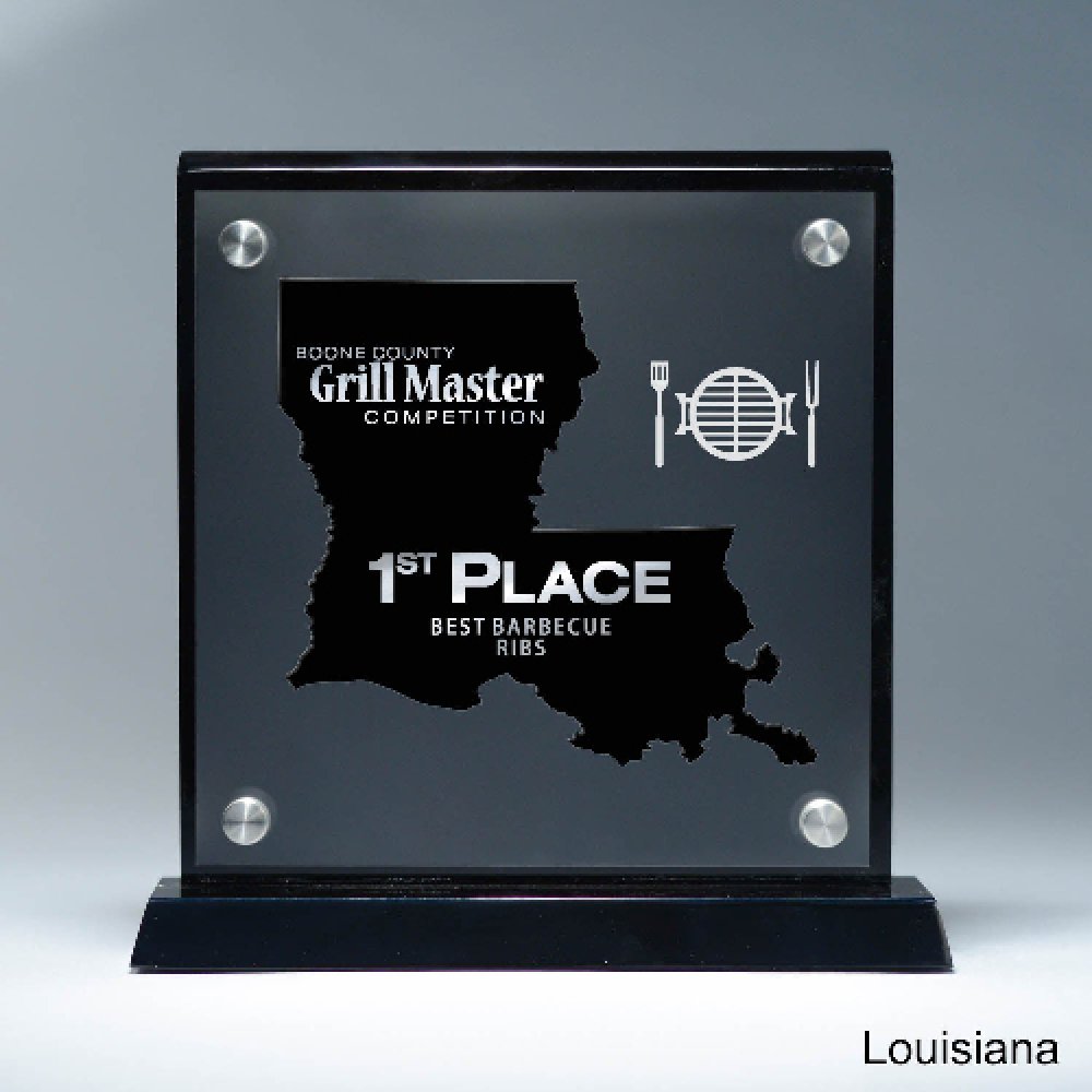 Frosted Acrylic Cutout on Risers Award - Louisiana — 8 1/2" x 8 3/4" Cutout Shape: Louisiana