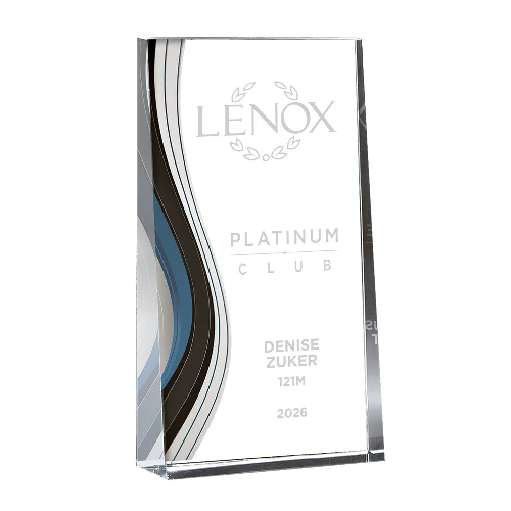 Optic Crystal Wedge with Colorful Wave Design - Blue — 5" x 9" x 1.5" Color: Blue