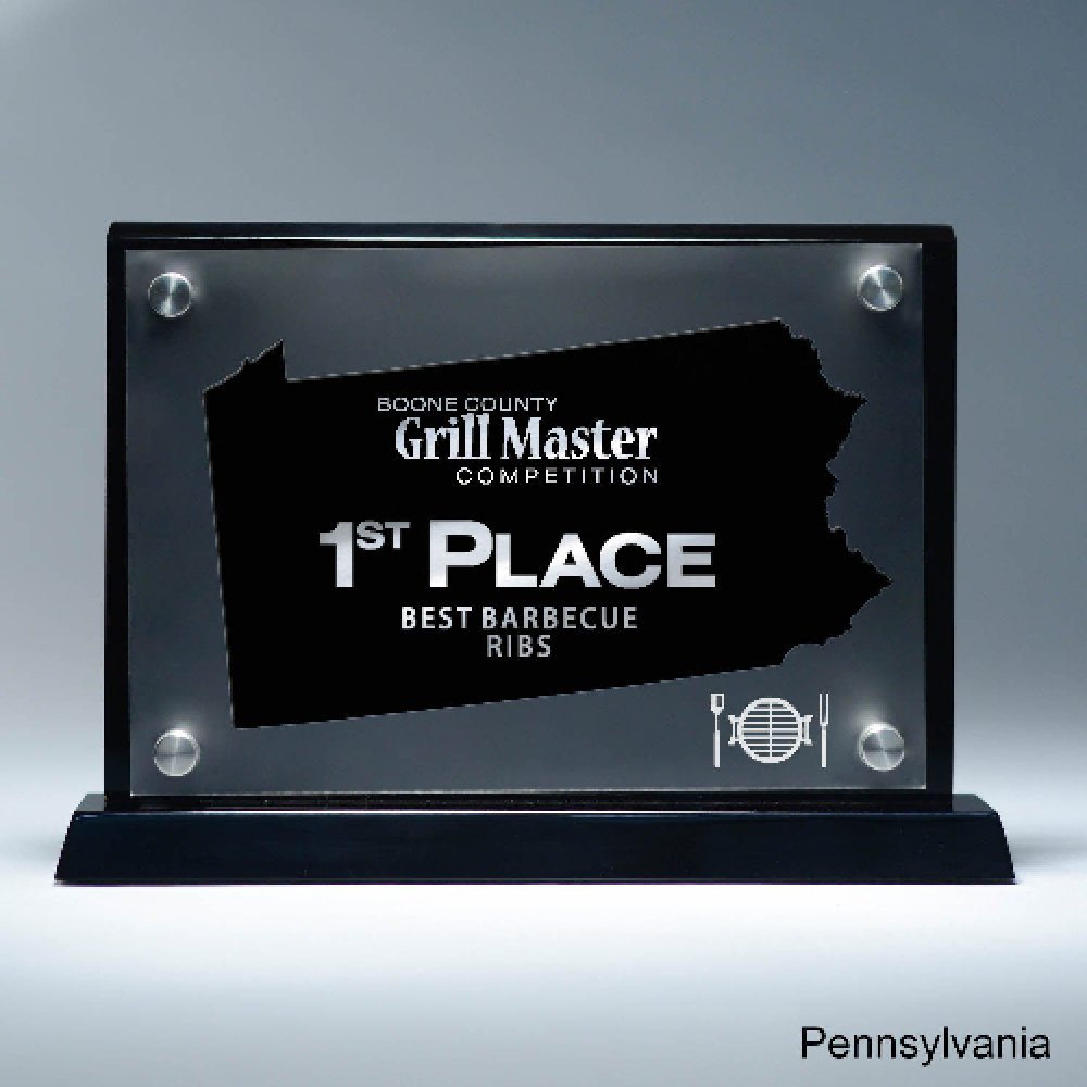 Frosted Acrylic Cutout on Risers Award - Pennsylvania — 8 1/2" x 8 3/4" Cutout Shape: Pennsylvania