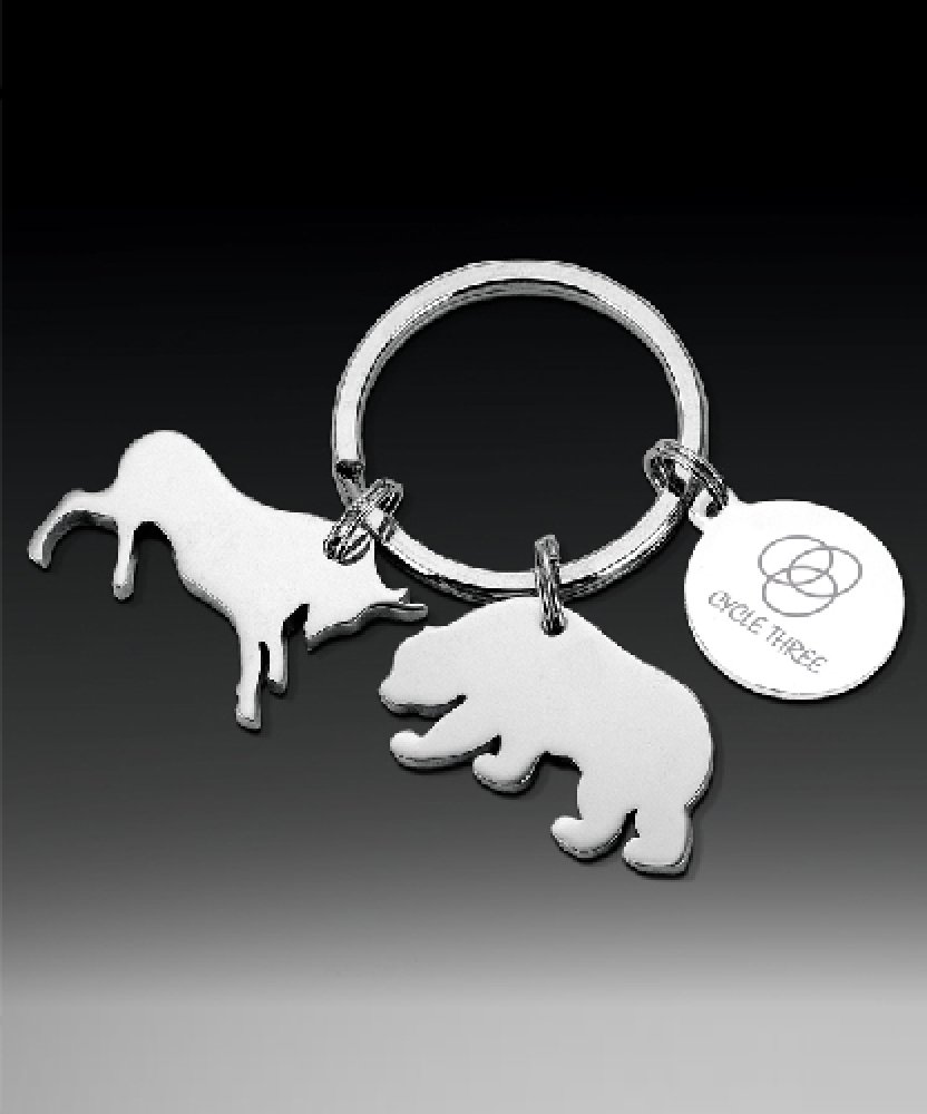 Bull and Bear Keychain — 1.00 x 0.75 x 0.13