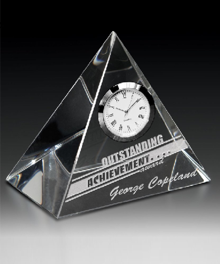 Pyramid Clock — 3-3/4 x 3-1/2 x 2