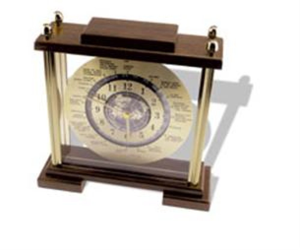 Walnut World Time Clock — 8.75 x 2.88 x 1.13