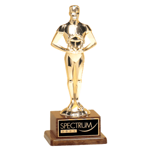Cast Metal Classic Achiever Figure on a Genuine Walnut Base/Black Brass Plate