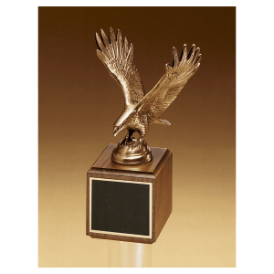 Antique Bronze Eagle Casting on Walnut Base with Black Brass Plate