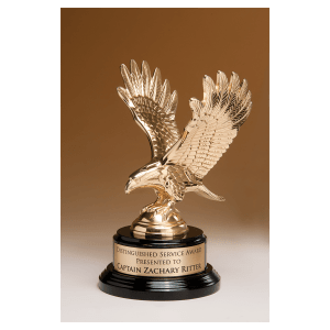 Gold Finish Metal Eagle on Black Piano Finish Base with Gold Flexi-Brass Plate