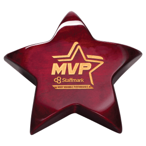 Rosewood Piano Finish Star Paperweight with Felt Bottom