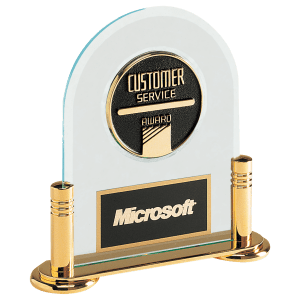 Acrylic CAM Award with Gold Base, Black Brass Plate (Medallion Sold Separately)