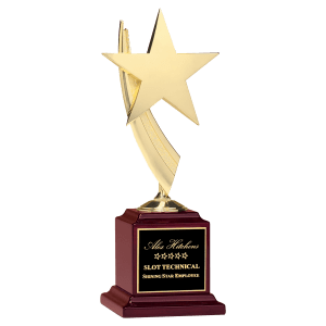 Star Casting in Goldtone Finish on Rosewood Piano Finish Base/Black Brass Plate