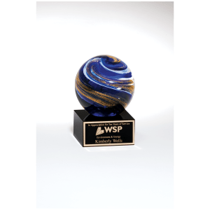 Globe w/Blue, White, Gold & Metallic Highlights/Black Laser Aluminum Plate