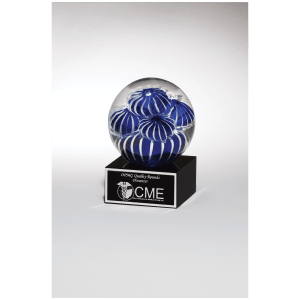 Globe with Blue & White Sea Anemone Design with Black Laserable Aluminum Plate