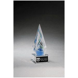 Frosted Glass Accent Arrow Art Glass with Black Laserable Aluminum Plate