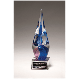Blue & Violet Art Glass with Black Laserable Aluminum Plate