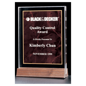 Ruby Marble Acrylic Award with American Walnut Base