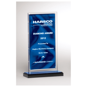Dark Blue Draped Satin Patterned Acrylic with Silver Mirror Border, Black Base