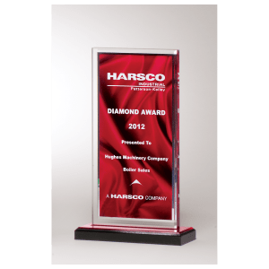 Deep Red Draped Satin Patterned Acrylic with Silver Mirror Border, Black Base