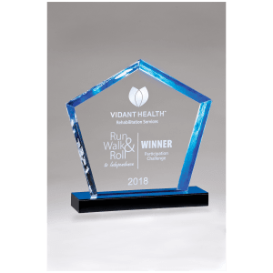 Diamond Series Acrylic Award with Blue Accent and Blue Mirror-Topped Base