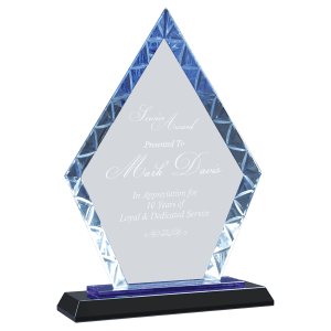 Premier Blue Accent Diamond Glass Award