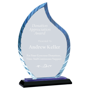 Premier Blue Accent Flame Glass Award