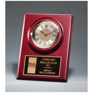 Cherry Finish Clock w/3 Hand Movement, Shelf Stand or Wall Mount