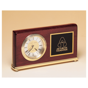 Rosewood Piano Finish Clock, Brass Base, Diamond Spun Dial, 3 Hand Movement