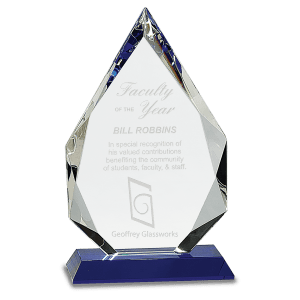 Crystal Diamond on Blue Pedestal Base