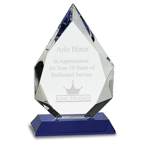 Crystal Diamond on Blue Pedestal Base
