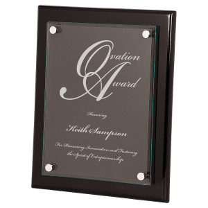 Premier Black Piano Finish Floating Glass Plaque