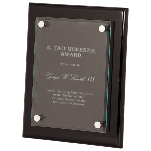 Premier Black Piano Finish Floating Glass Plaque