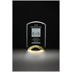 Arch Series Glass Award with Gold Metal Base