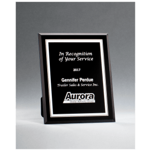Black Glass Plaque with Silver Border and Easel Back