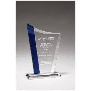 Zenith Series Clear Glass Award with Blue Glass Highlights