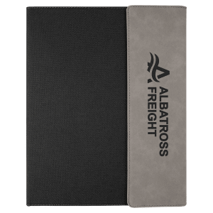 Gray with Black Large Laserable Leatherette Canvas Portfolio with Pad