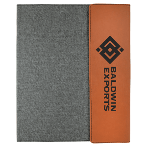 Rawhide with Gray Large Laserable Leatherette Canvas Portfolio with Pad