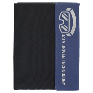 Blue with Black Large Laserable Leatherette Canvas Portfolio with Pad
