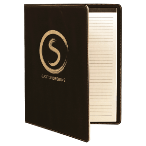 Black/Gold Laserable Leatherette Portfolio with Lined Pad