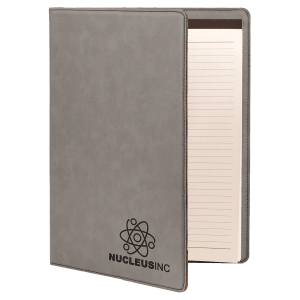 Gray Laserable Leatherette Portfolio with Lined Pad