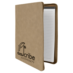 Light Brown Laserable Leatherette Portfolio with Zipper/Lined Pad