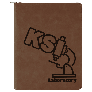 Dark Brown Laserable Leatherette Portfolio with Zipper/Lined Pad