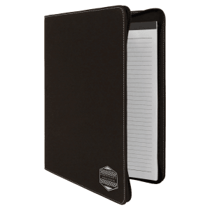 Black/Silver Laserable Leatherette Portfolio with Zipper/Lined Pad