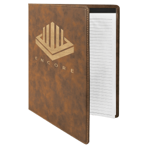 Rustic/Gold Laserable Leatherette Portfolio with Lined Pad