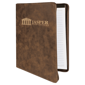 Rustic/Gold Laserable Leatherette Portfolio with Zipper/Lined Pad