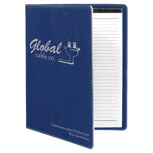 Blue/Silver Laserable Leatherette Portfolio with Lined Pad