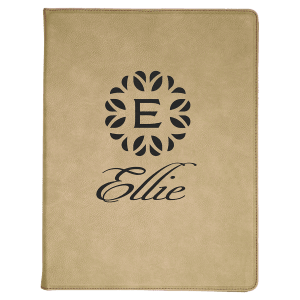 Light Brown Laserable Leatherette Portfolio with Lined Pad