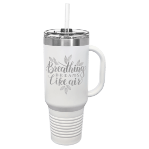 White Polar Camel 40 oz. Travel Mug with Snap Lid and Straw