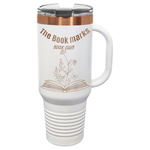 White/Rose Gold Polar Camel 40 oz. Travel Mug with Snap Lid and Straw